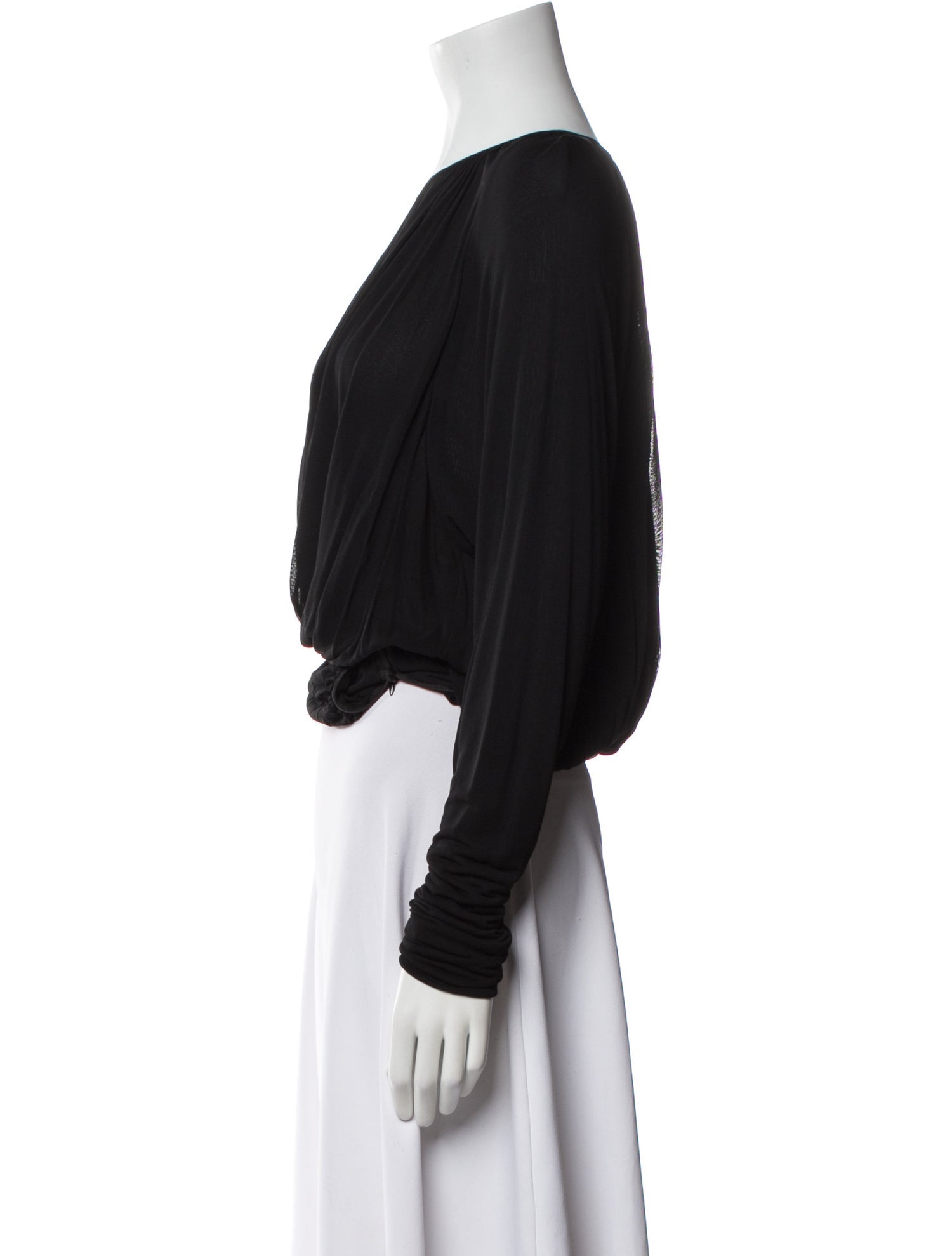 Derek Lam Scoop Neck Long Sleeve Crop Top